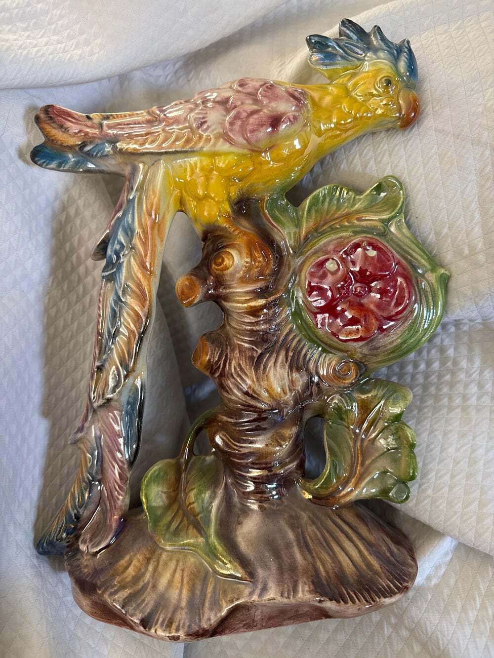 Vintage Mid-Century Modern Italian Ceramic Parrot / Cockatoo Figurine